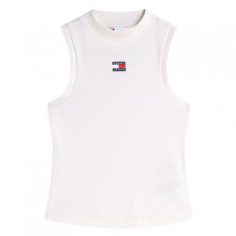 Μπλούζα αμάνικη rib badge mock tank White Tommy jeans