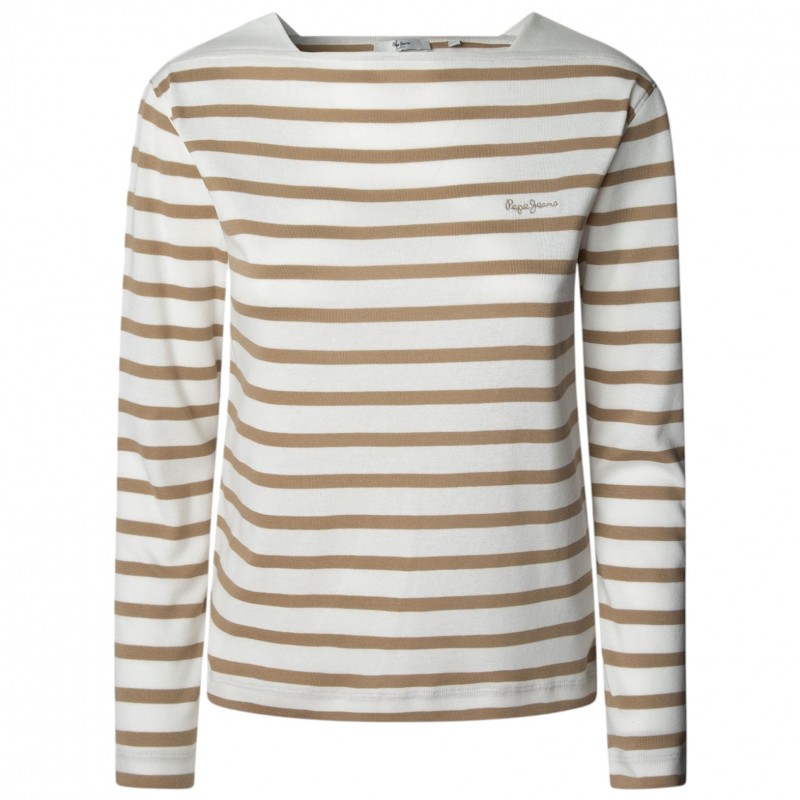 Striped ribbed Blouse Betty Beige Pepe jeans