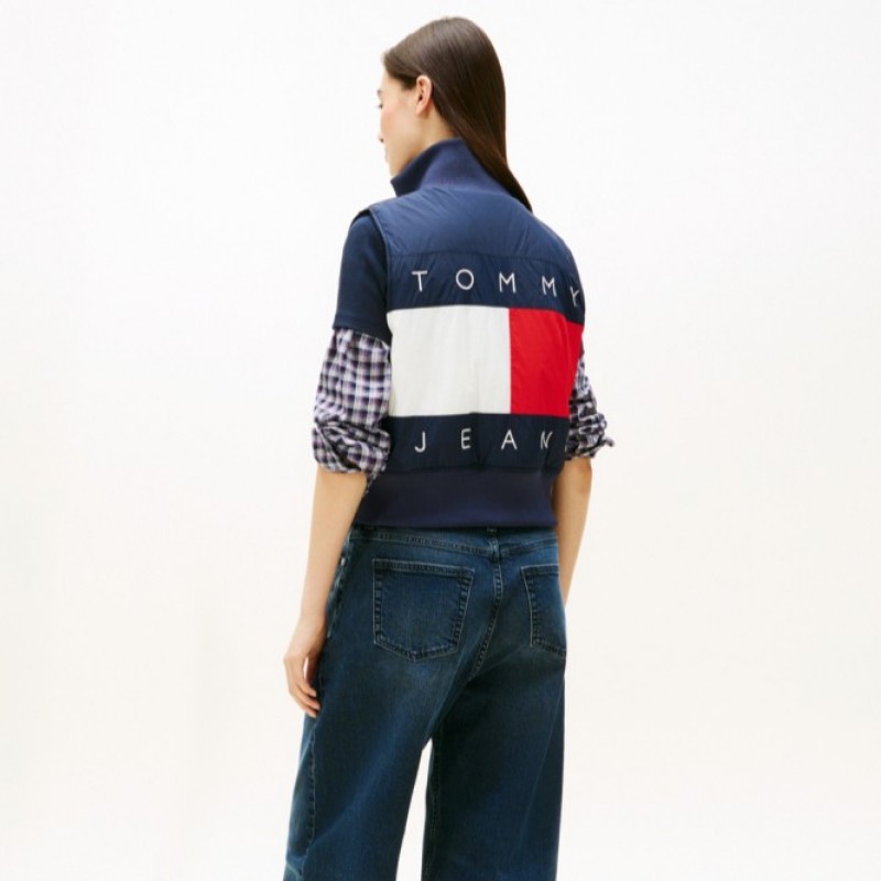 Μπουφάν αμάνικο high neck flag vest Blue Tommy jeans