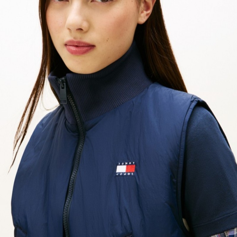 Μπουφάν αμάνικο high neck flag vest Blue Tommy jeans