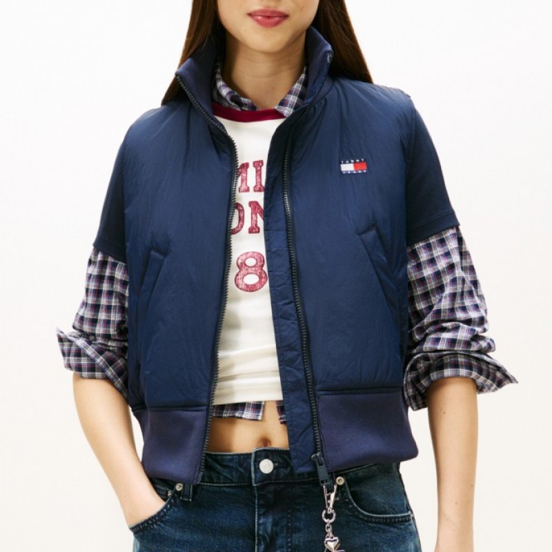 Μπουφάν αμάνικο high neck flag vest Blue Tommy jeans
