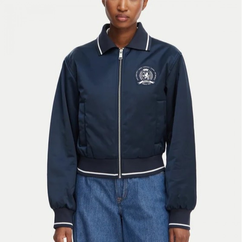 Μπουφάν bomber tjw collar satin varsity Blue Tommy jeans