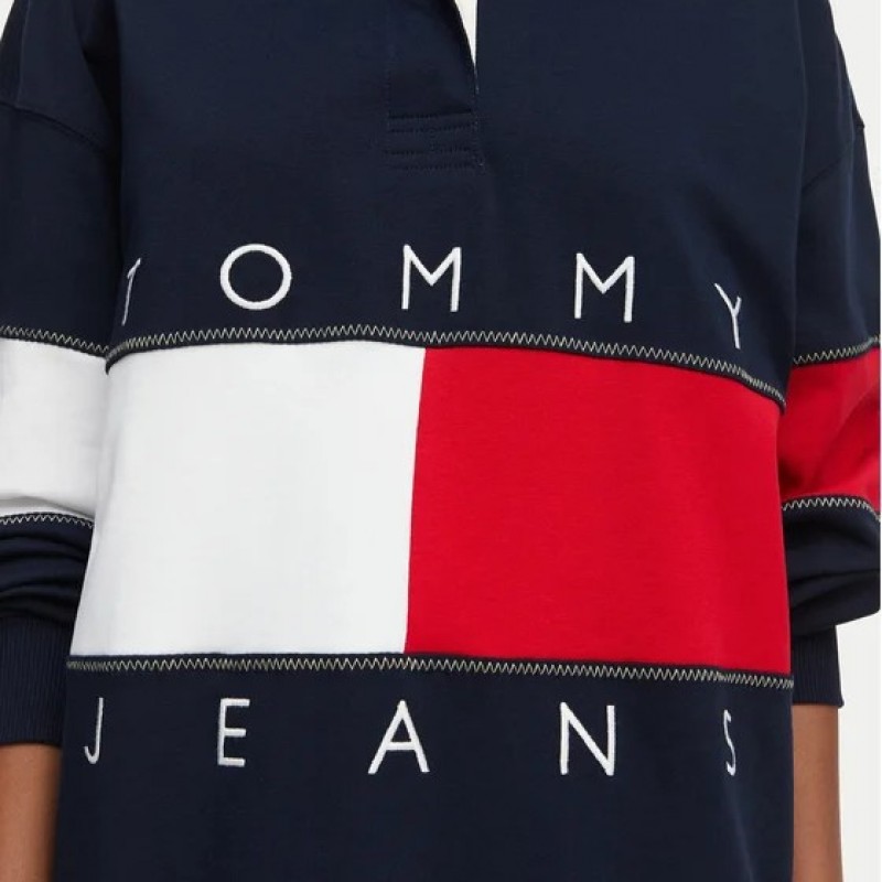 Μπλούζα Πόλο με μακρύ μανίκι OVS Flag Rugby Blue Tommy jeans