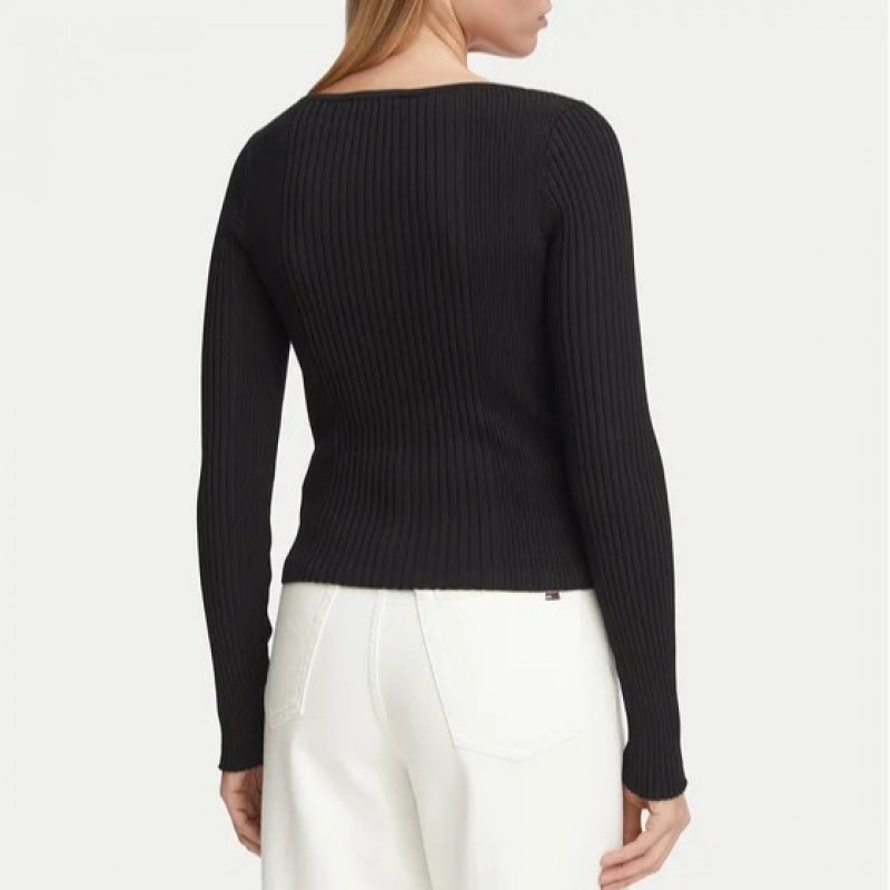 Μπλούζα με μακρύ μανίκι TJW Square neck sweater Black Tommy jeans