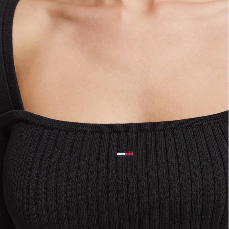 Μπλούζα με μακρύ μανίκι TJW Square neck sweater Black Tommy jeans