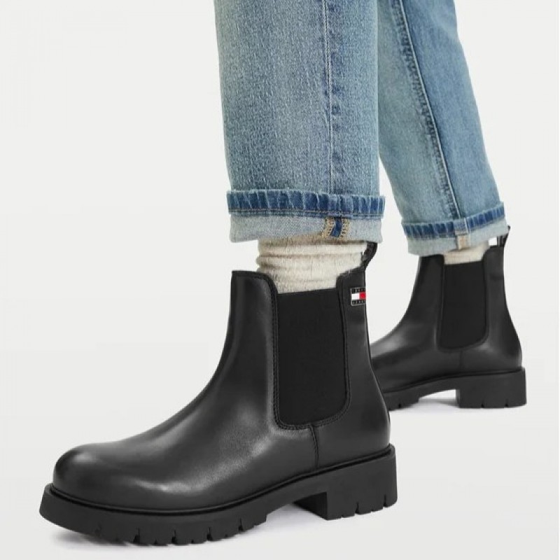 Μποτάκια γυναικεία TJW Cleated chelsea Black Tommy jeans
