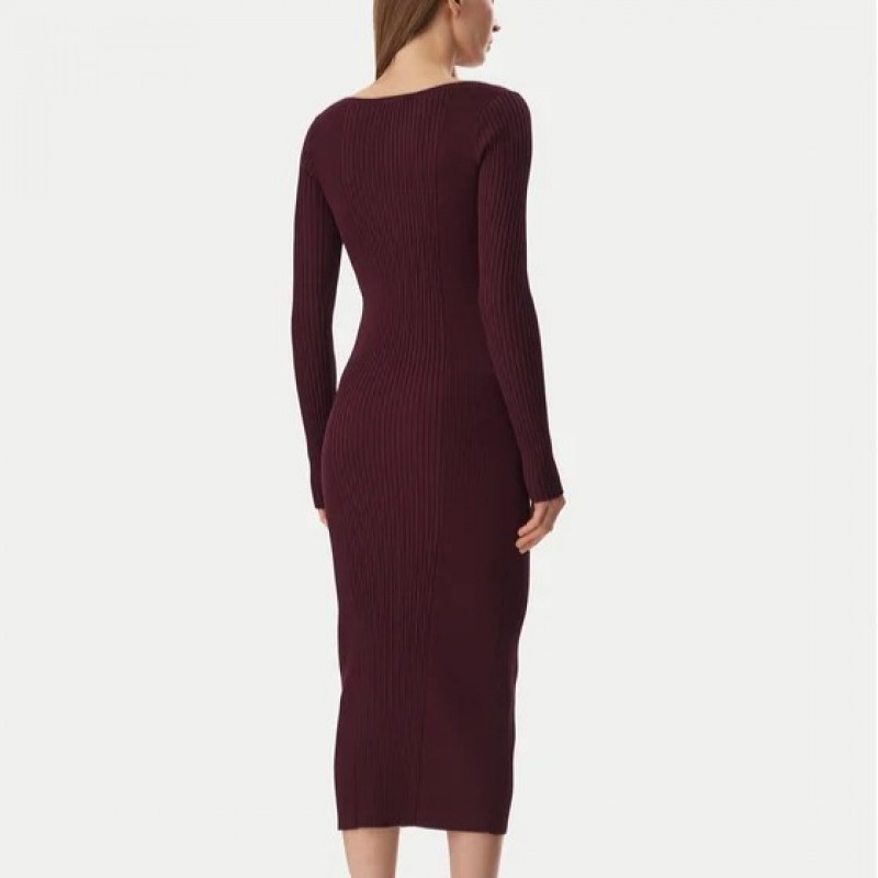 Φόρεμα μίντι bodycon sweater Bordeaux Tommy jeans