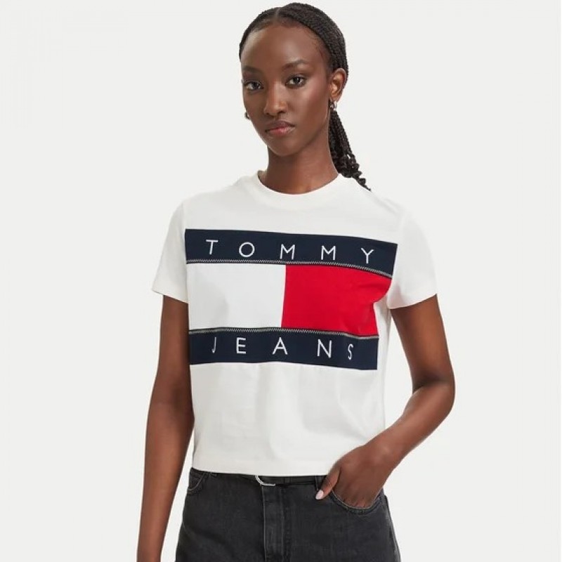 Μπλούζα με κοντό μανίκι TJW flag ss White Tommy jeans