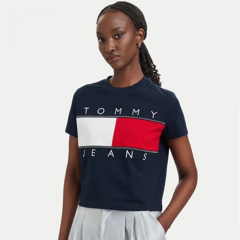 Μπλούζα με κοντό μανίκι TJW flag ss Blue Tommy jeans