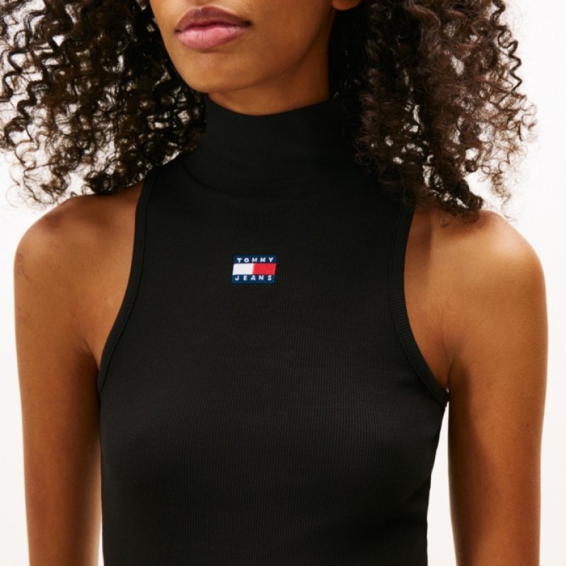 Μπλούζα αμάνικη slim badge rib tank Black Tommy jeans