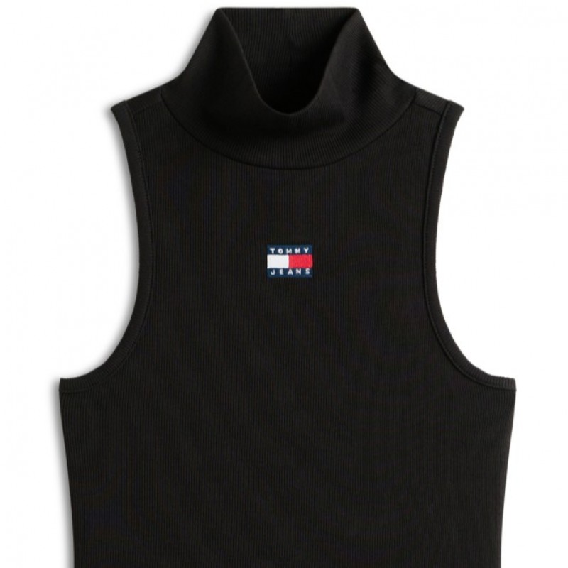 Μπλούζα αμάνικη slim badge rib tank Black Tommy jeans